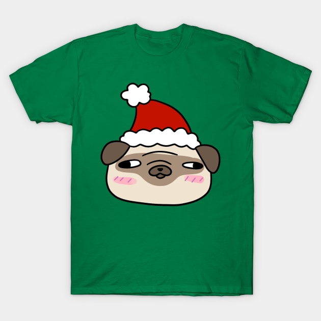 Santa Hat Pug Face T-Shirt by saradaboru